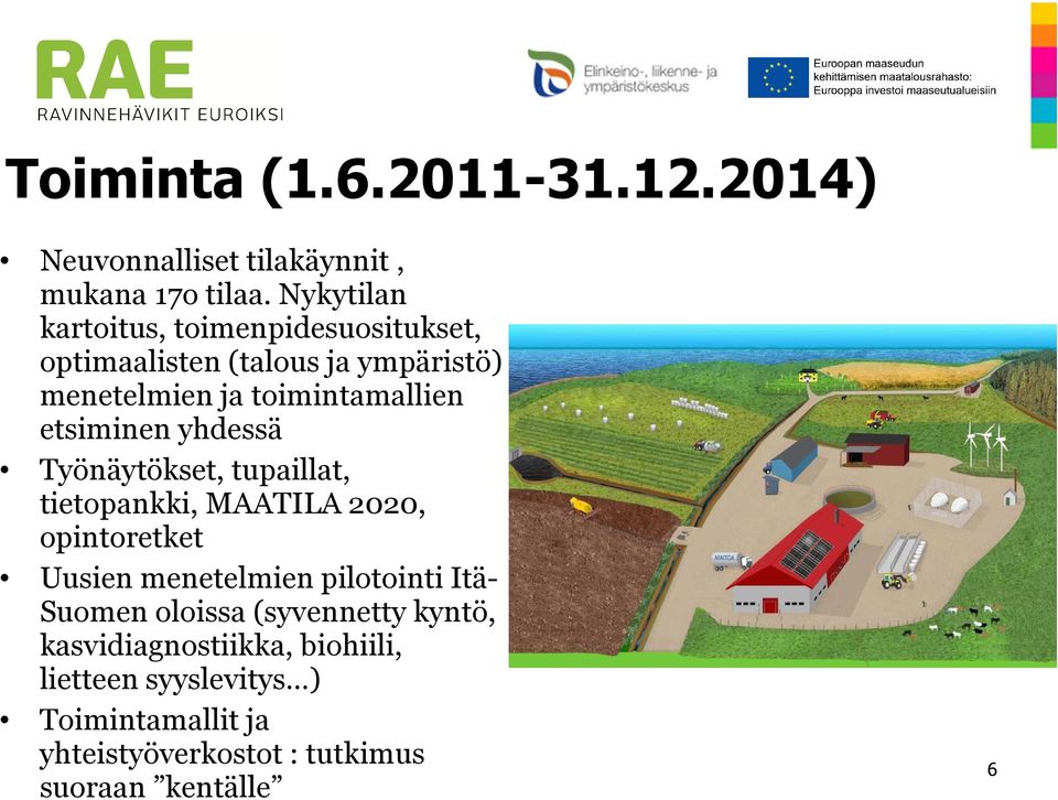 etsiminen yhdessä Työnäytökset, tupaillat, tietopankki, MAATILA 2020, opintoretket Uusien menetelmien pilotointi