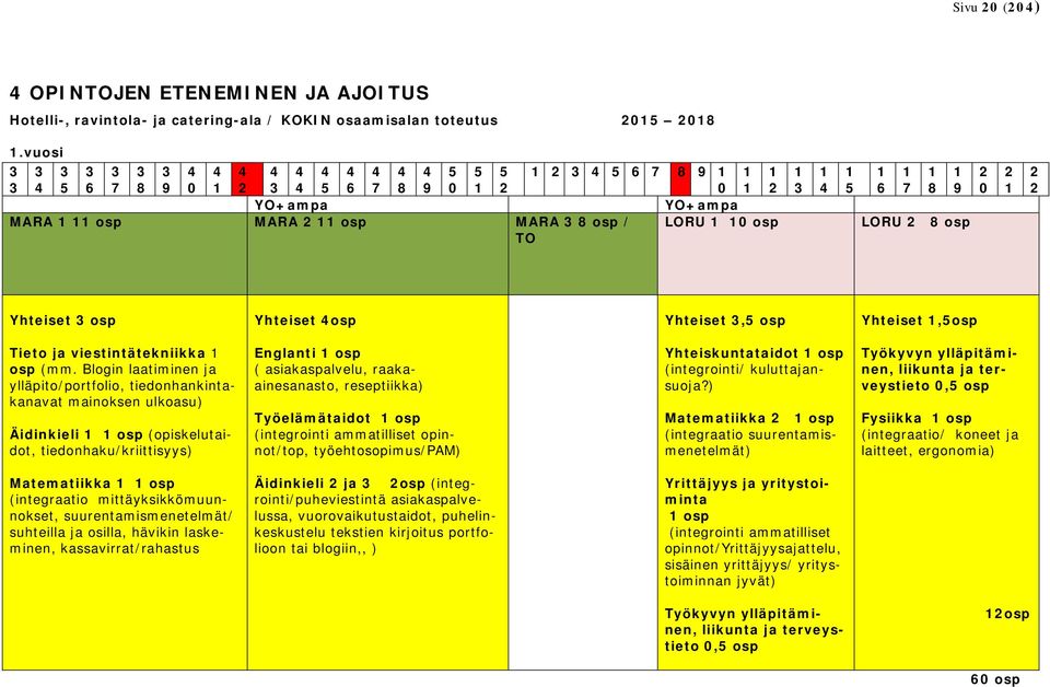 1 5 1 6 1 7 1 8 1 9 LORU 2 8 osp 2 0 2 1 2 2 Yhteiset 3 osp Yhteiset 4osp Yhteiset 3,5 osp Yhteiset 1,5osp Tieto ja viestintätekniikka 1 osp (mm.