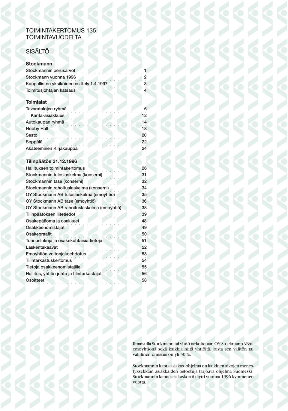 Autokaupan ryhmä 14 Hobby Hall 18 Sesto 2 Seppälä 22 Akateeminen Kirjakauppa 24 Tilinpäätös 31.12.