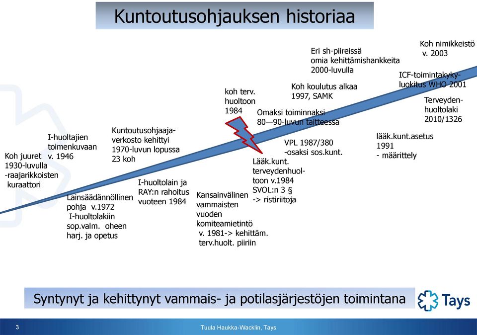 1984 SVOL:n 3 Kansainvälinen -> ristiriitoja vammaisten vuoden komiteamietintö v. 1981-> kehittäm. terv.huolt.