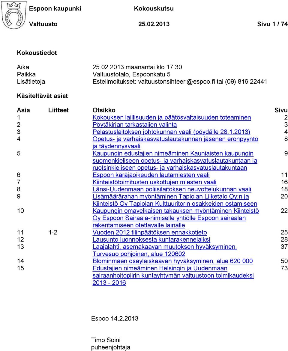 vaali (pöydälle 28.1.