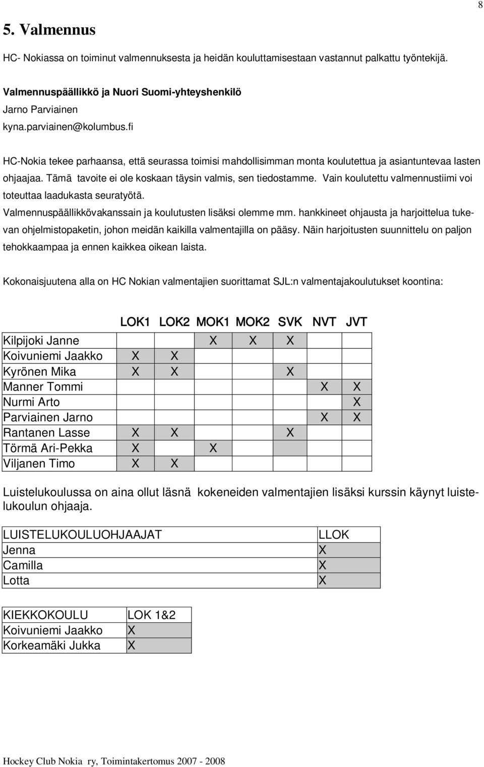 Vain koulutettu valmennustiimi voi toteuttaa laadukasta seuratyötä. Valmennuspäällikkövakanssain ja koulutusten lisäksi olemme mm.