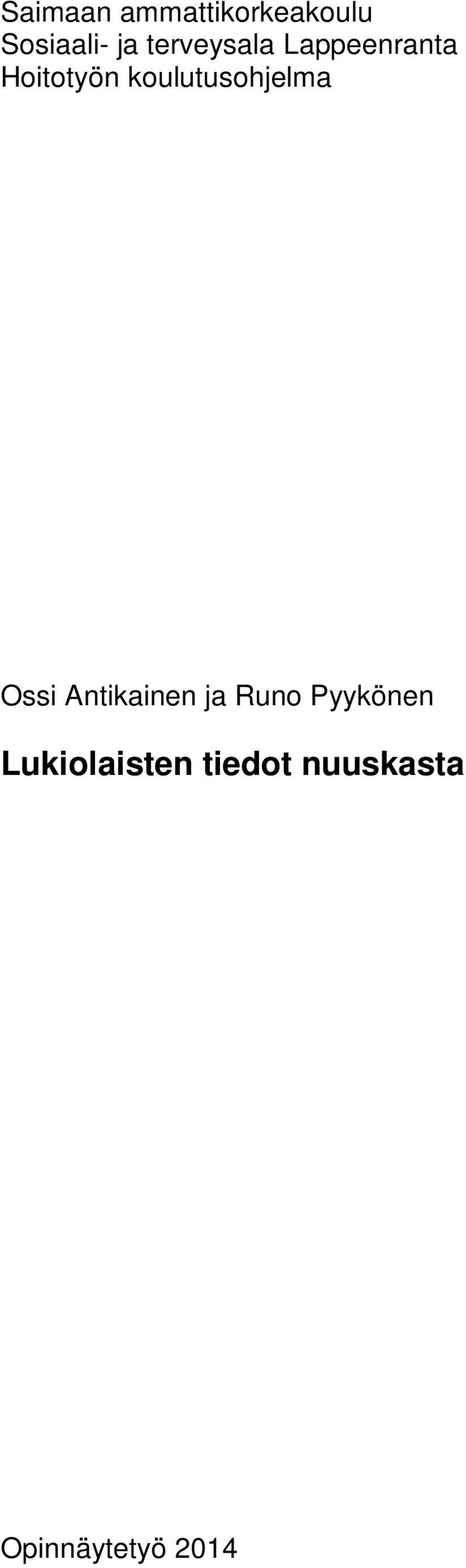 koulutusohjelma Ossi Antikainen ja Runo