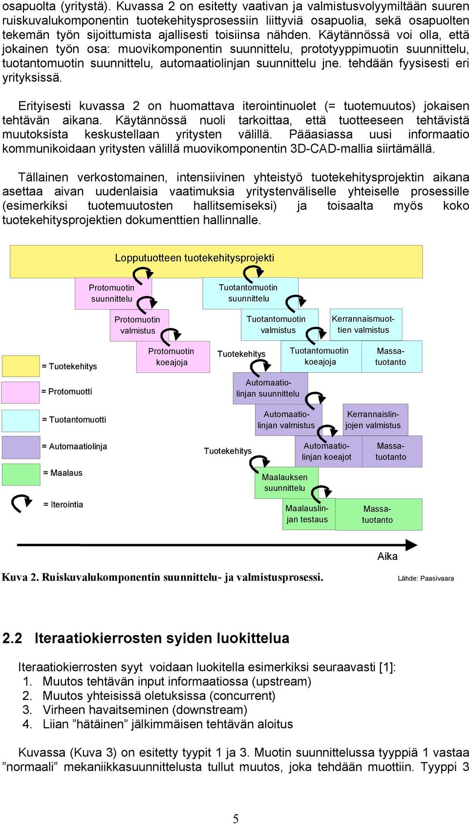 nähden. Käytännössä voi olla, että jokainen työn osa: muovikomponentin suunnittelu, prototyyppimuotin suunnittelu, tuotantomuotin suunnittelu, automaatiolinjan suunnittelu jne.