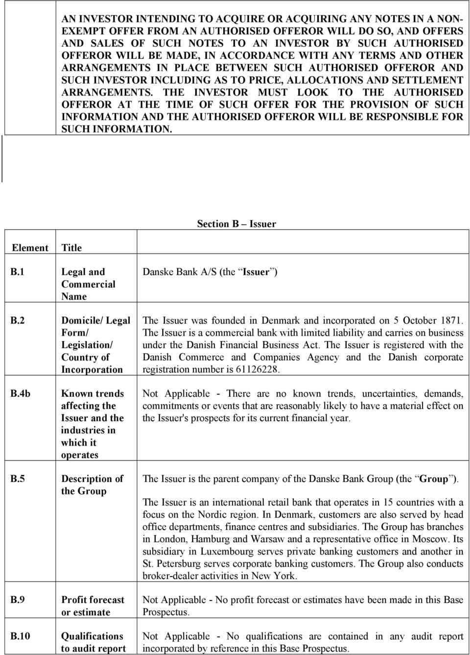 THE INVESTOR MUST LOOK TO THE AUTHORISED OFFEROR AT THE TIME OF SUCH OFFER FOR THE PROVISION OF SUCH INFORMATION AND THE AUTHORISED OFFEROR WILL BE RESPONSIBLE FOR SUCH INFORMATION.