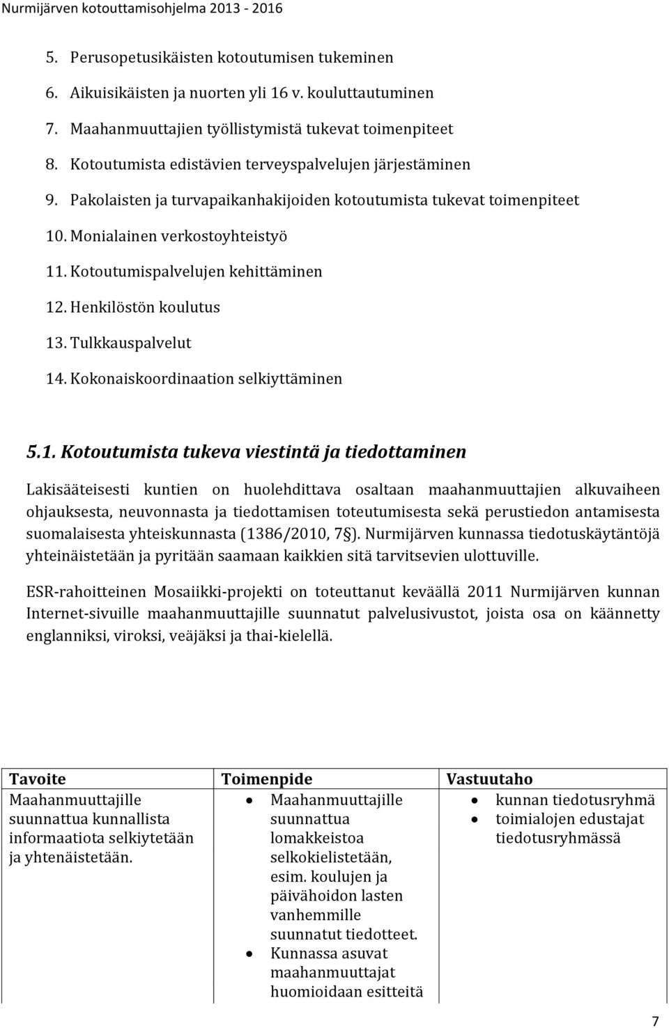 Kotoutumispalvelujen kehittäminen 12