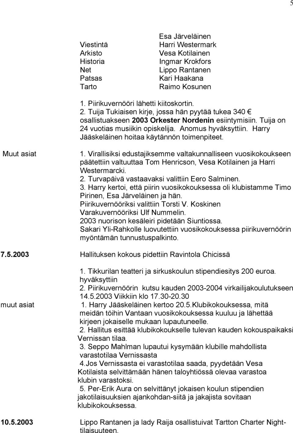 Harry Jääskeläinen hoitaa käytännön toimenpiteet. Muut asiat 1.