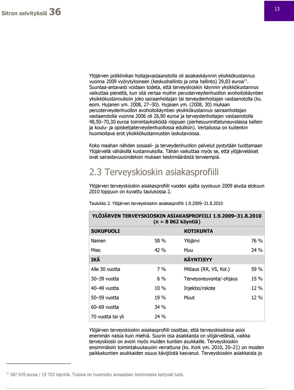 sairaanhoitajan tai terveydenhoitajan vastaanotolla (ks. esim. Hujanen ym. 2008, 27 30). Hujasen ym.