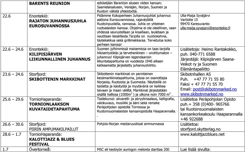 Pidämme Kokoperheen Juhannusjuhlat juhannus aattona Eurosuvannossa, rajaväylällä Ruotsinpuolella, rannassa. Juhla on yhteinen ruotsalaisten kanssa.