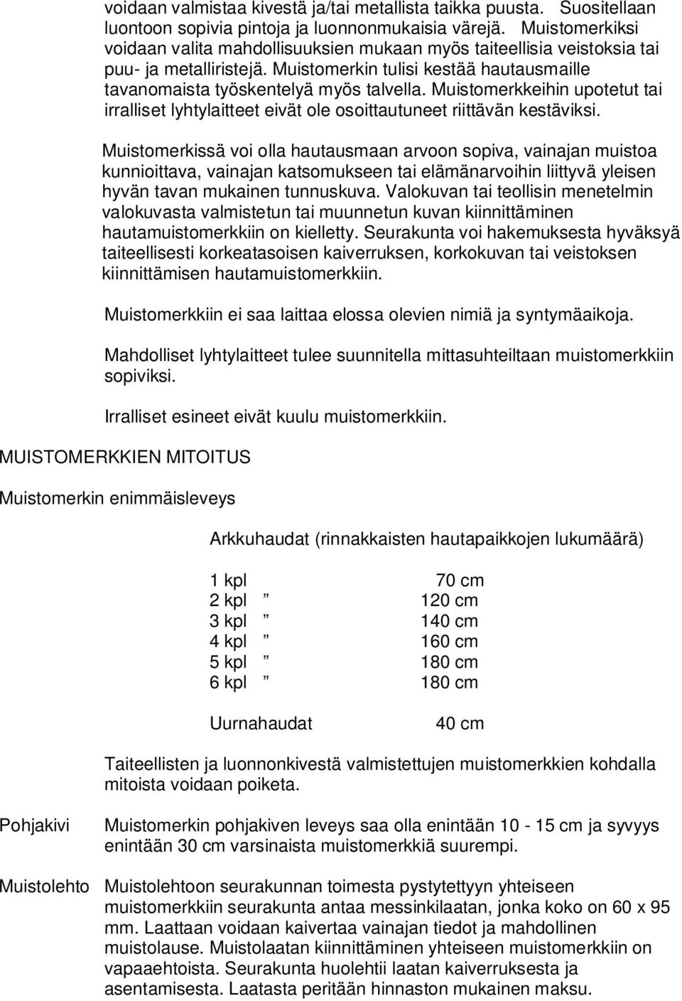 Muistomerkkeihin upotetut tai irralliset lyhtylaitteet eivät ole osoittautuneet riittävän kestäviksi.