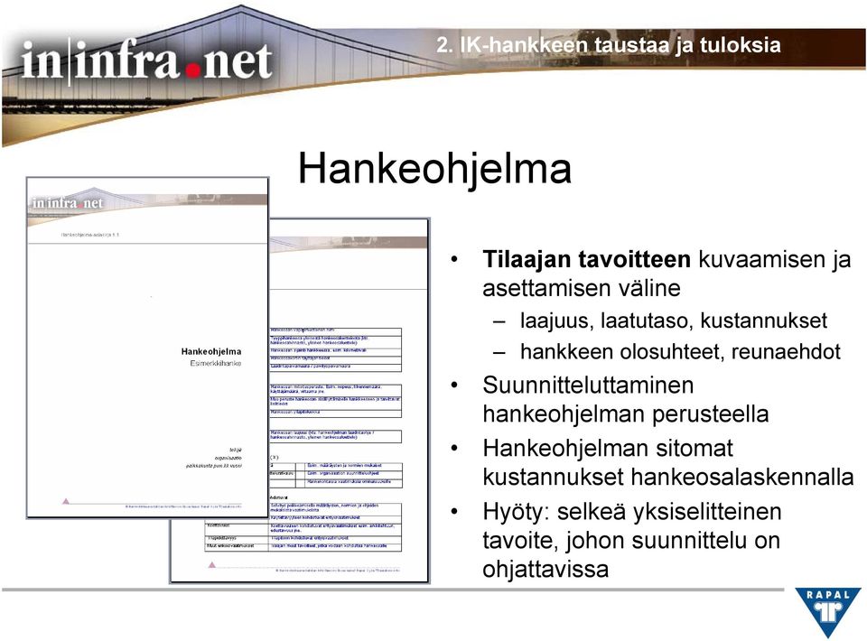 hankeohjelman perusteella Hankeohjelman sitomat kustannukset