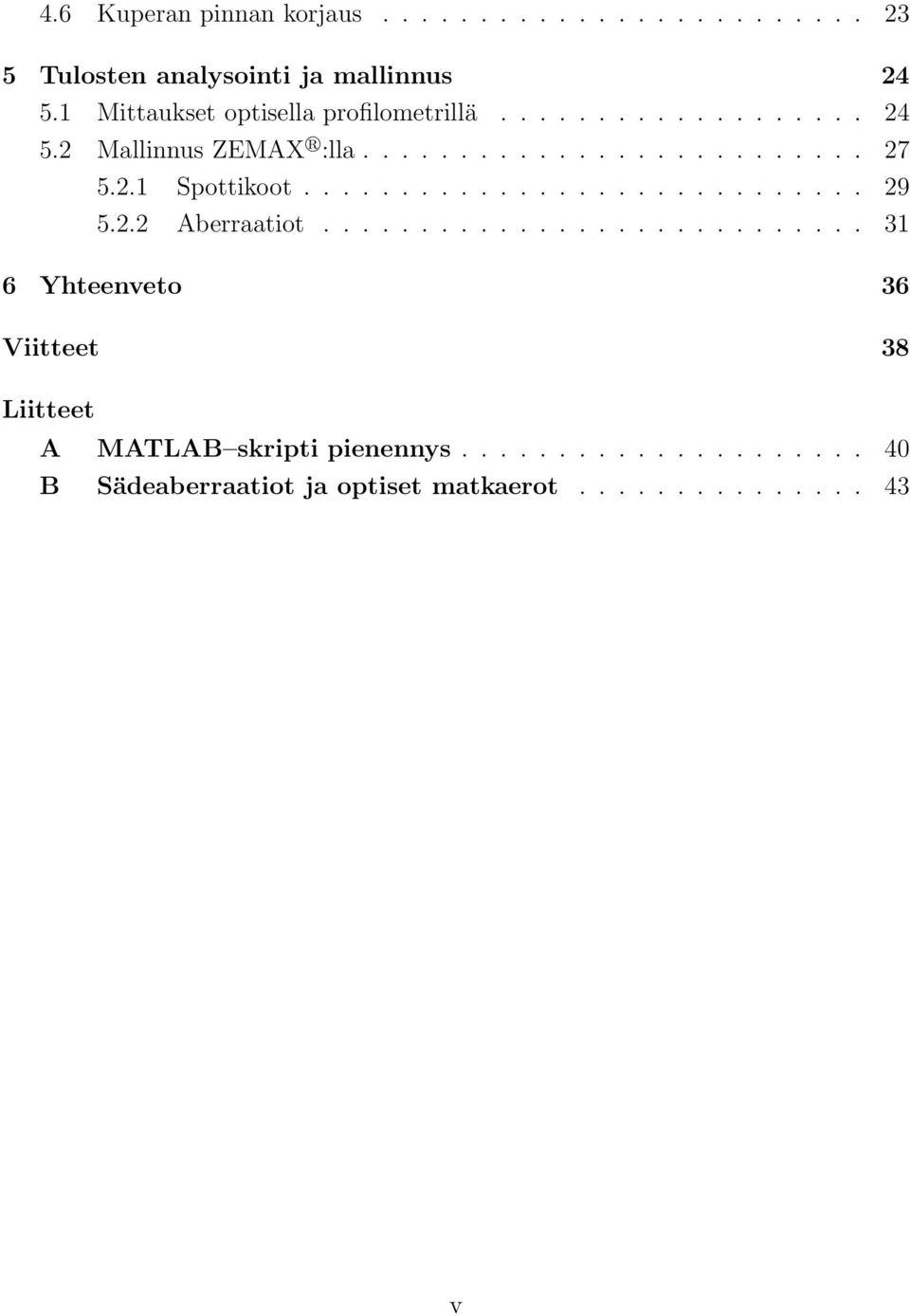 2.1 Spottikoot............................. 29 5.2.2 Aberraatiot.