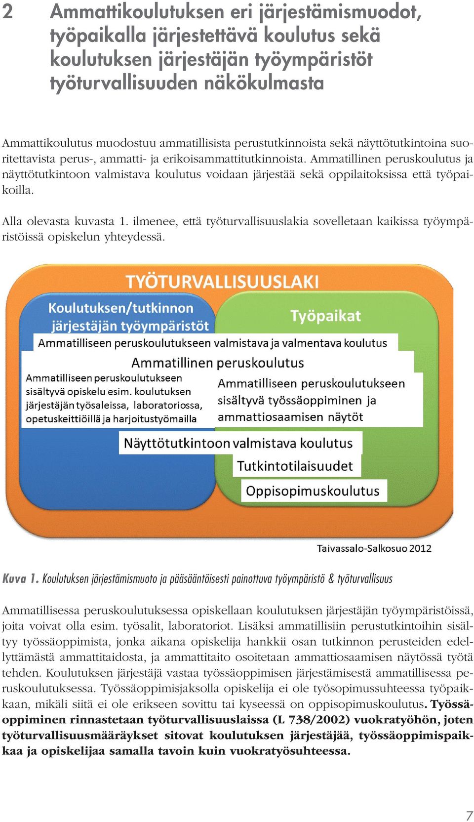 Ammatillinen peruskoulutus ja näyttötutkintoon valmistava koulutus voidaan järjestää sekä oppilaitoksissa että työpaikoilla. Alla olevasta kuvasta 1.