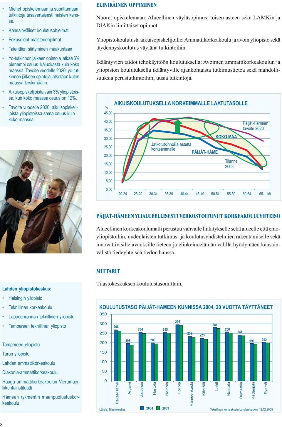 Tavoite vuodelle 2020: yo-tutkinnon jälkeen opintoja jatketaan kuten maassa keskimäärin. Aikuisopiskelijoista vain 3% yliopistoissa, kun koko maassa osuus on 12%.