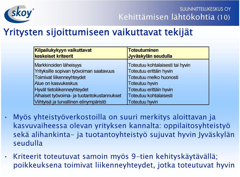 kohtalaisesti tai hyvin Toteutuu erittäin hyvin Toteutuu melko huonosti Toteutuu hyvin Toteutuu erittäin hyvin Toteutuu kohtalaisesti Toteutuu hyvin Myös yhteistyöverkostoilla on suuri merkitys