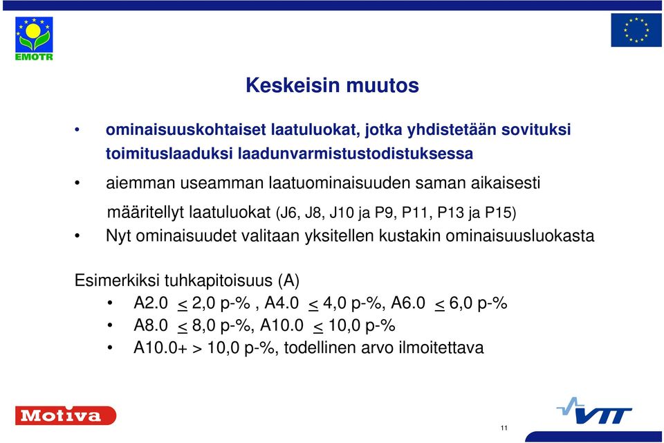 J8, J0 ja P9, P, P3 ja P5) Nyt ominaisuudet valitaan yksitellen kustakin ominaisuusluokasta Esimerkiksi