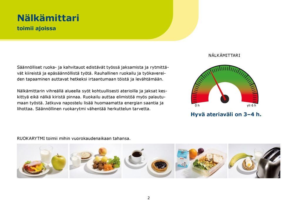 Nälkämittarin vihreällä alueella syöt kohtuullisesti aterioilla ja jaksat keskittyä eikä nälkä kiristä pinnaa.