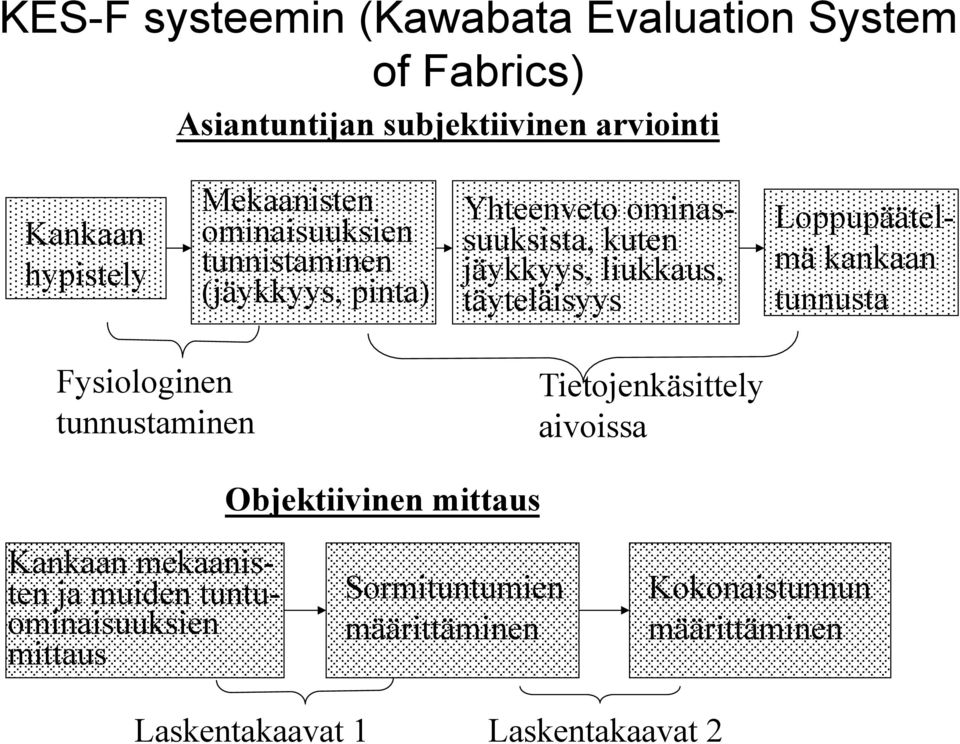 täyteläisyys Loppupäätelmä kankaan tunnusta Fysiologinen tunnustaminen Tietojenkäsittely aivoissa Objektiivinen mittaus