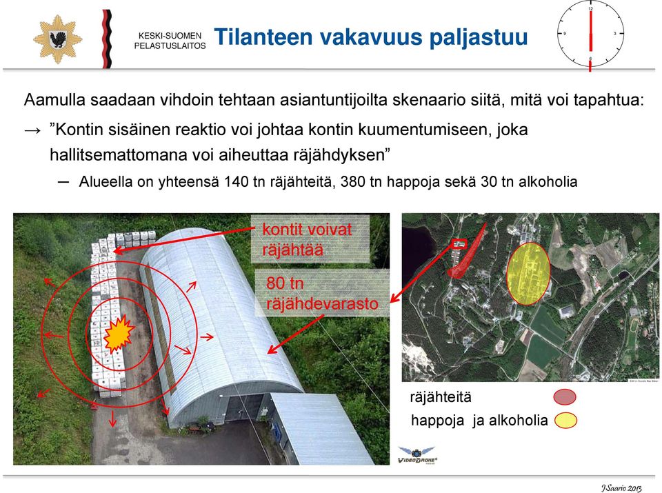 hallitsemattomana voi aiheuttaa räjähdyksen Alueella on yhteensä 140 tn räjähteitä, 80 tn