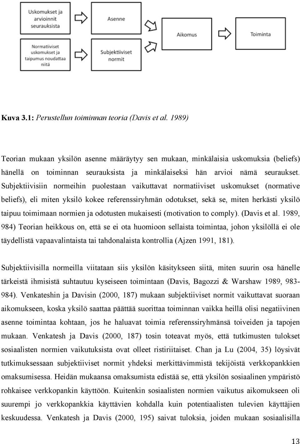 Subjektiivisiin normeihin puolestaan vaikuttavat normatiiviset uskomukset (normative beliefs), eli miten yksilö kokee referenssiryhmän odotukset, sekä se, miten herkästi yksilö taipuu toimimaan