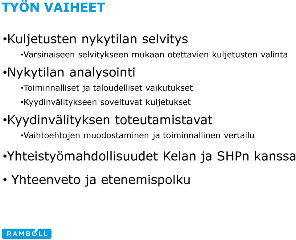 Kyydinvälitykseen soveltuvat kuljetukset Kyydinvälityksen toteutamistavat Vaihtoehtojen