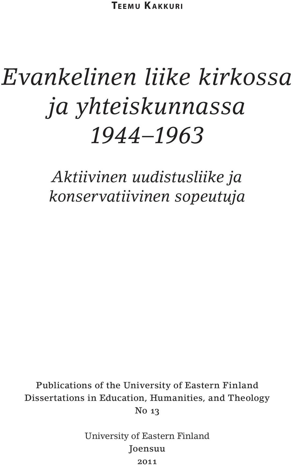 Publications of the University of Eastern Finland Dissertations in