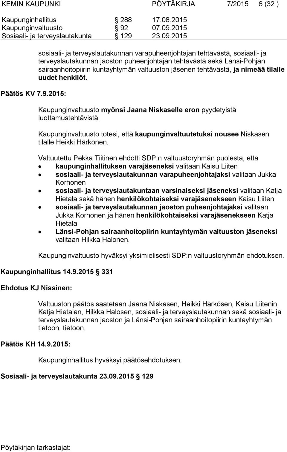 2015 Sosiaali- ja terveyslautakunta 129 