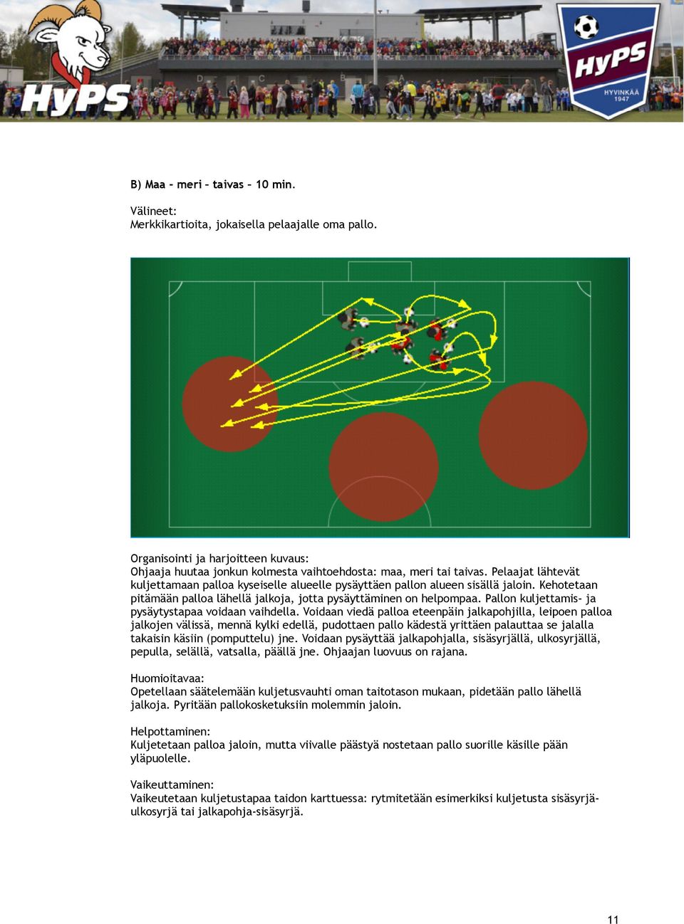 Pallon kuljettamis- ja pysäytystapaa voidaan vaihdella.