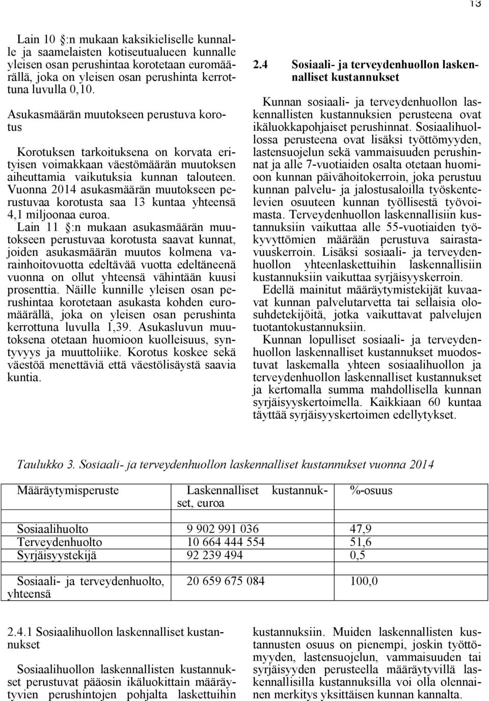 Vuonna 2014 asukasmäärän muutokseen perustuvaa korotusta saa 13 kuntaa yhteensä 4,1 miljoonaa euroa.