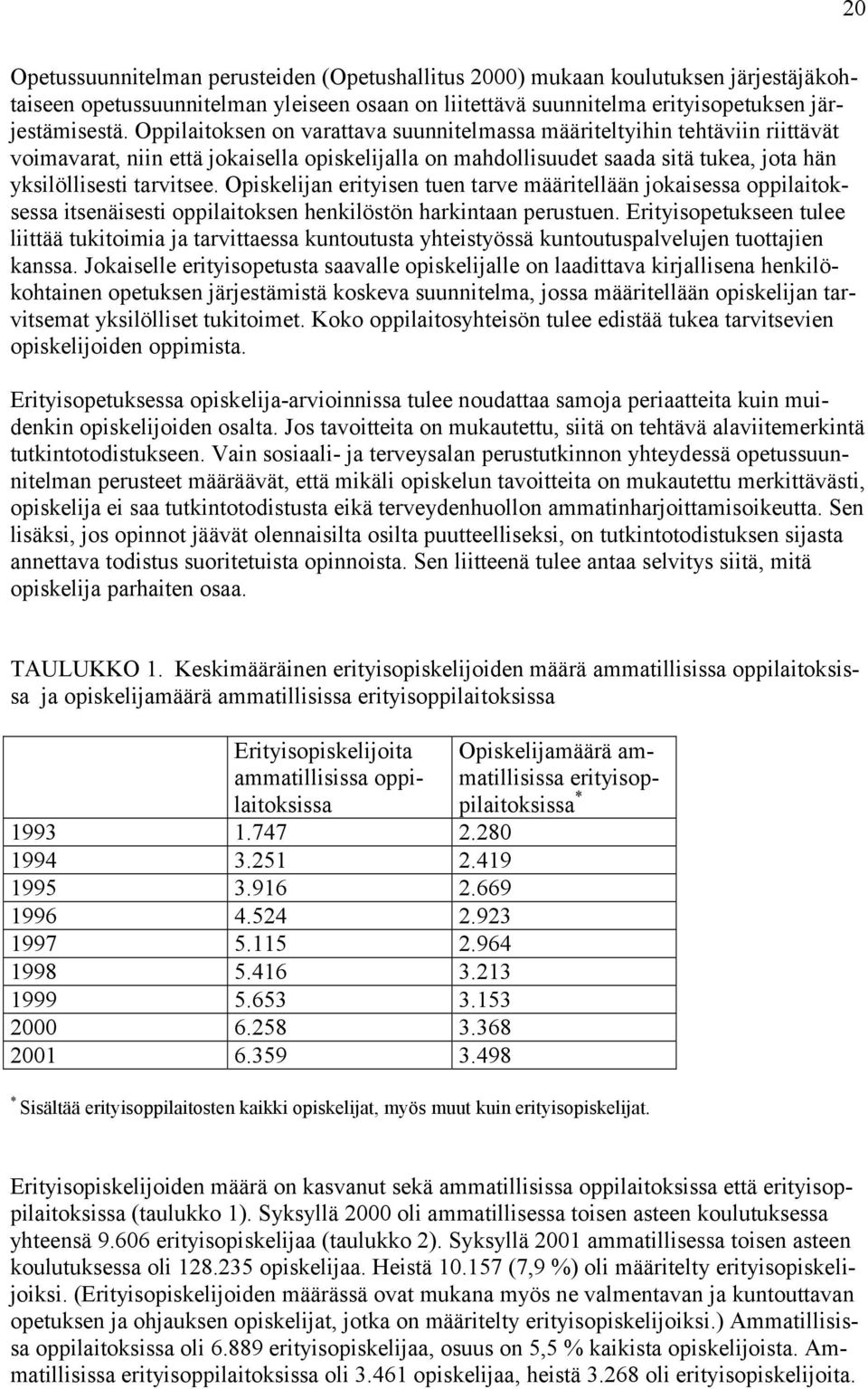 Opiskelijan erityisen tuen tarve määritellään jokaisessa oppilaitoksessa itsenäisesti oppilaitoksen henkilöstön harkintaan perustuen.