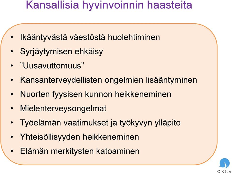 lisääntyminen Nuorten fyysisen kunnon heikkeneminen Mielenterveysongelmat