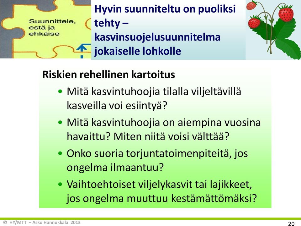 Mitä kasvintuhoojia on aiempina vuosina havaittu? Miten niitä voisi välttää?