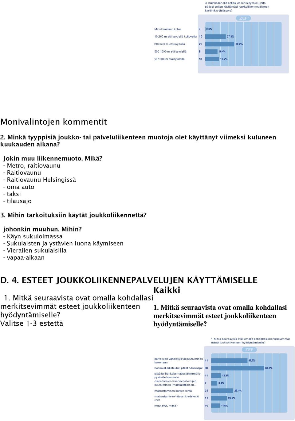 tarkoituksiin käytät joukkoliikennettä? johonkin muuhun. Mihin? - Käyn sukuloimassa - Sukulaisten ja ystävien luona käymiseen - Vierailen sukulaisilla - vapaa-aikaan D. 4.