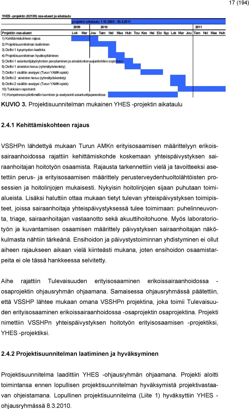 2011 2009 2010 2011 Projektin osa-alueet Lok Mar Jou Tam Hel Maa Huh Tou Kes Hei Elo Syy Lok Mar Jou Tam Hel Maa Huh 1) Kehittämiskohteen rajaus 2) Projektisuunnitelman laatiminen 3) Delfoi 1