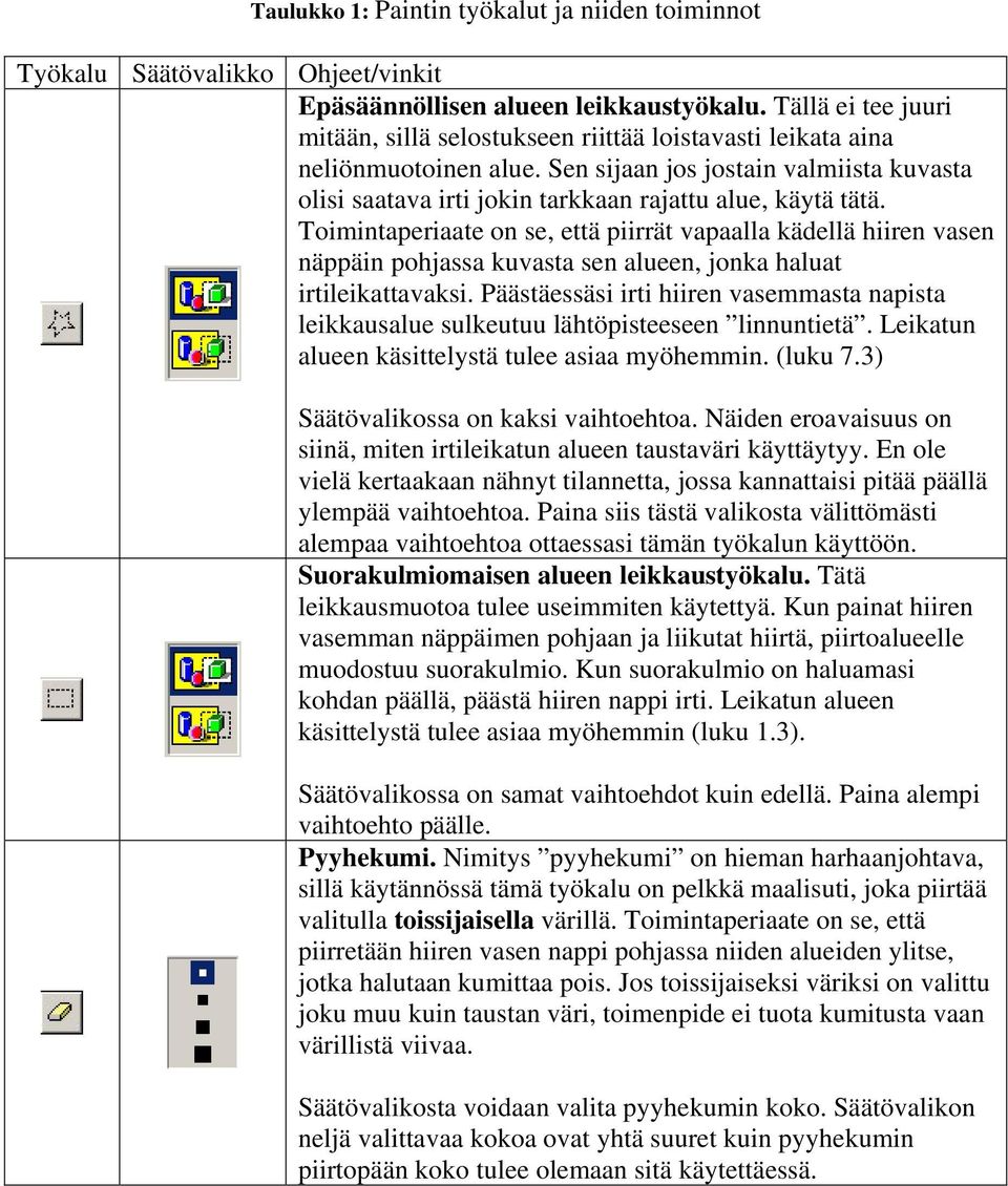 Sen sijaan jos jostain valmiista kuvasta olisi saatava irti jokin tarkkaan rajattu alue, käytä tätä.