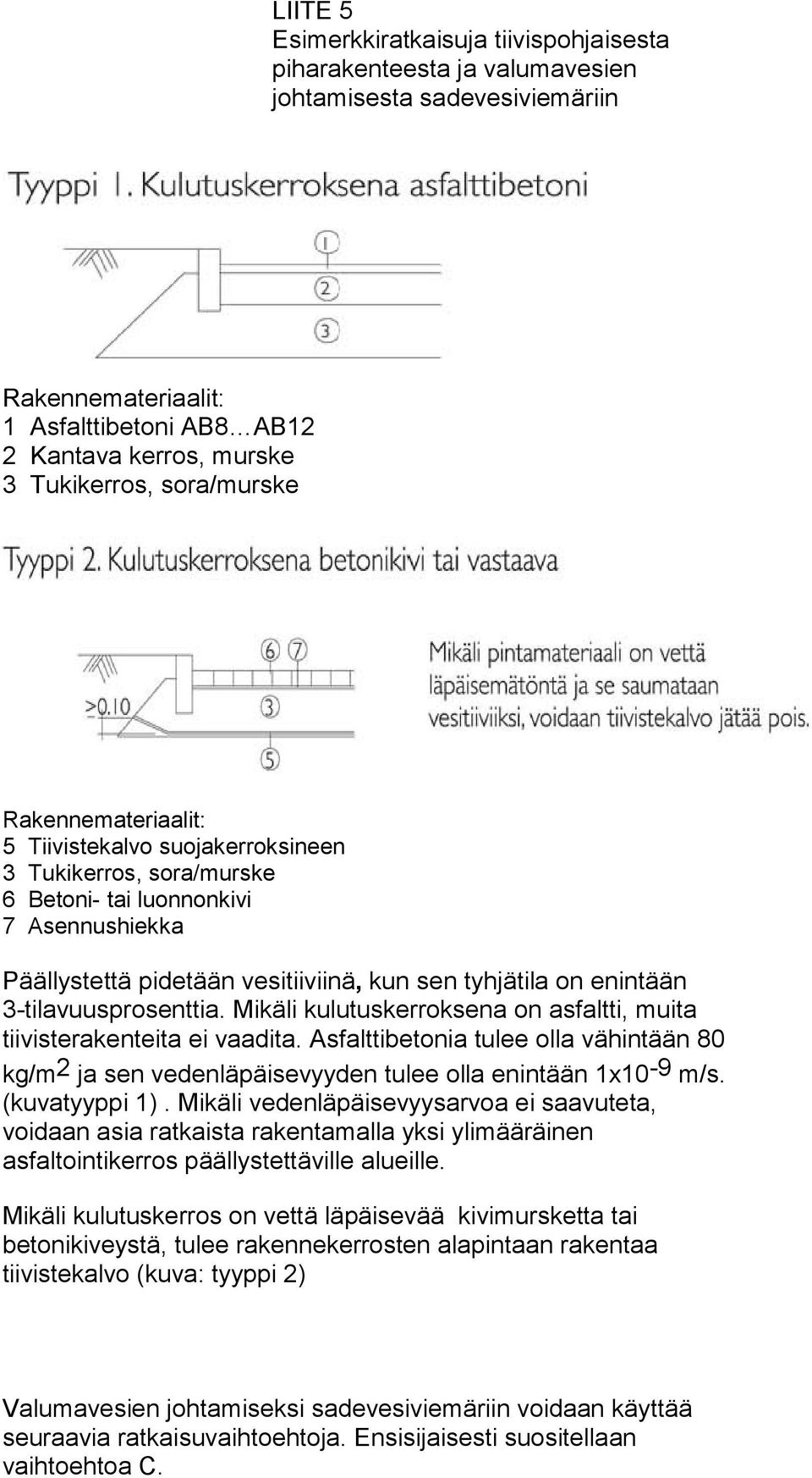 3-tilavuusprosenttia. Mikäli kulutuskerroksena on asfaltti, muita tiivisterakenteita ei vaadita.