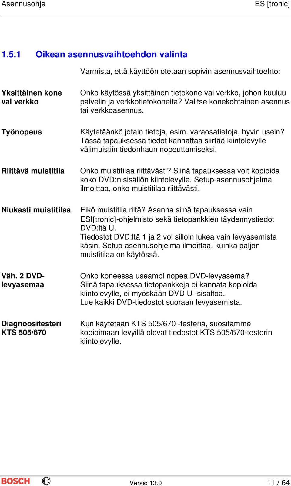 Käytetäänkö jotain tietoja, esim. varaosatietoja, hyvin usein? Tässä tapauksessa tiedot kannattaa siirtää kiintolevylle välimuistiin tiedonhaun nopeuttamiseksi. Onko muistitilaa riittävästi?