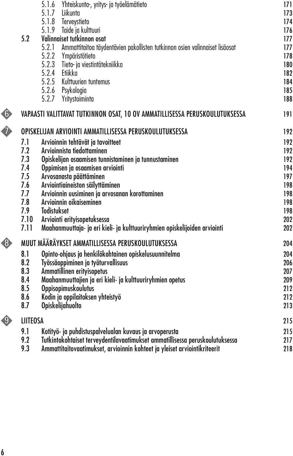 2.5 Kulttuurien tuntemus 184 5.2.6 Psykologia 185 5.2.7 Yritystoiminta 188 6 VAPAASTI VALITTAVAT TUTKINNON OSAT, 10 OV AMMATILLISESSA PERUSKOULUTUKSESSA 191 7 OPISKELIJAN ARVIOINTI AMMATILLISESSA PERUSKOULUTUKSESSA 192 7.