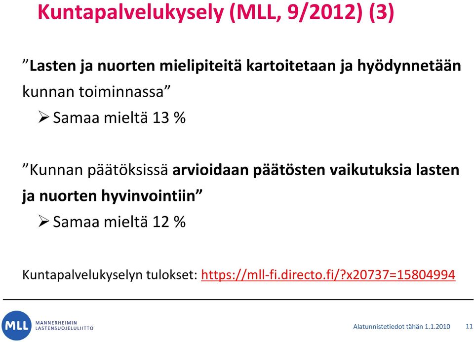 päätösten vaikutuksia lasten ja nuorten hyvinvointiin Samaa mieltä 12 %