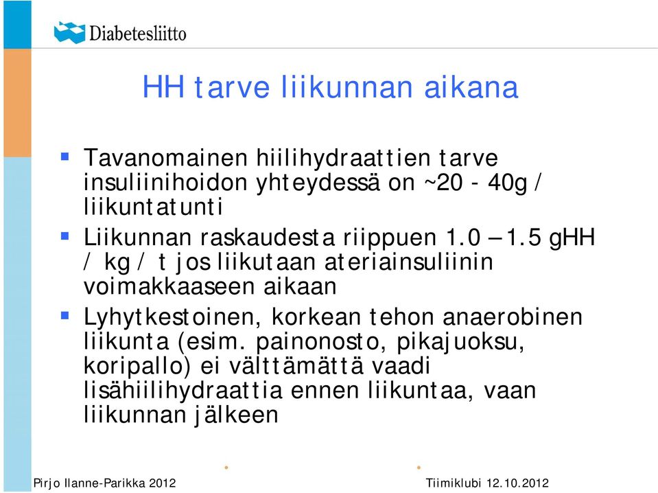 5 ghh / kg / t jos liikutaan ateriainsuliinin voimakkaaseen aikaan Lyhytkestoinen, korkean tehon