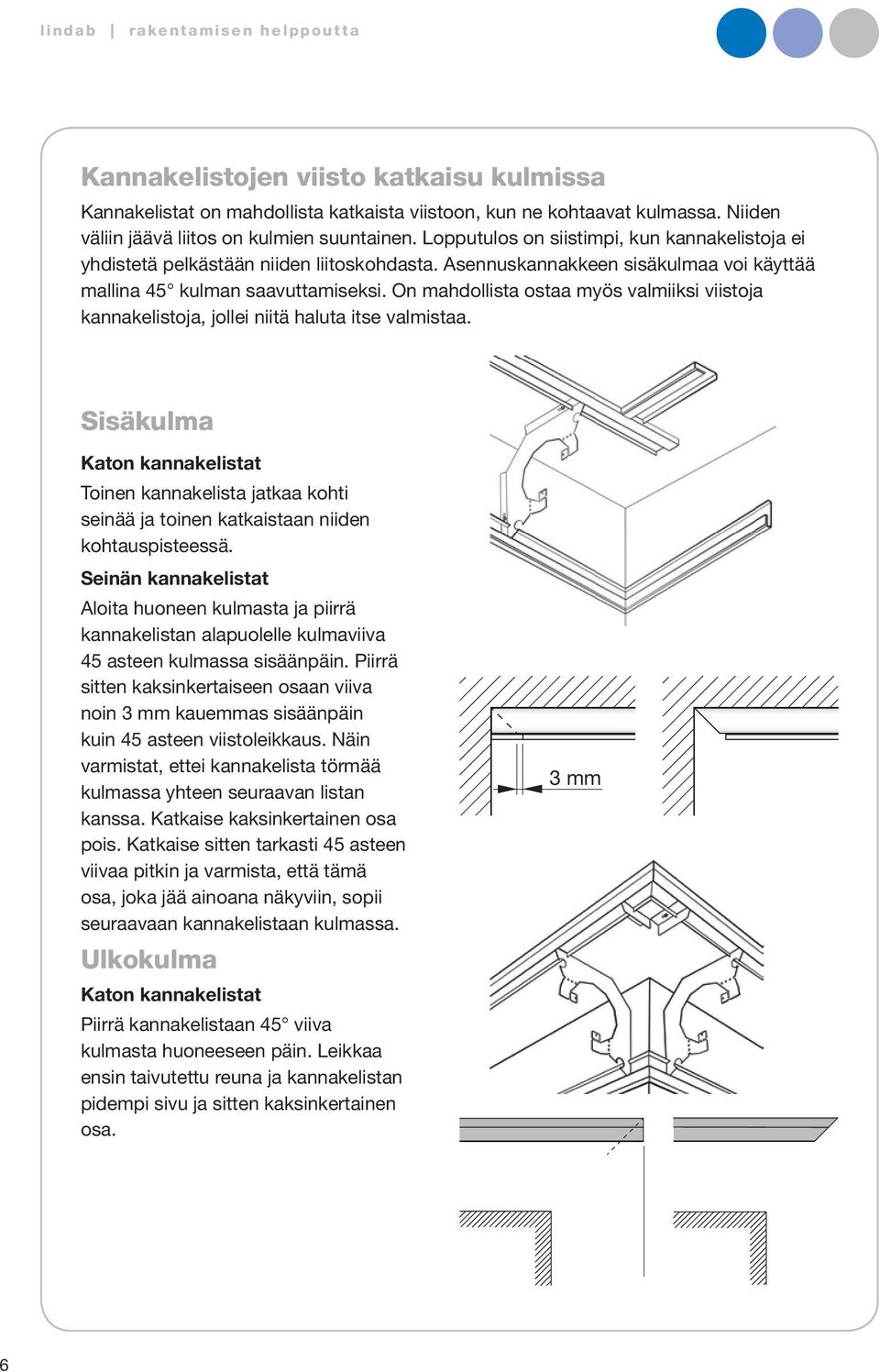 On mahdollista ostaa myös valmiiksi viistoja kannakelistoja, jollei niitä haluta itse valmistaa.