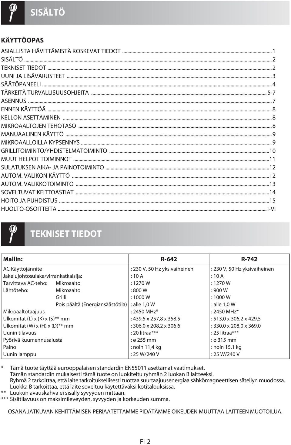 ..11 SULATUKSEN AIKA- JA PAINOTOIMINTO...12 AUTOM. VALIKON KÄYTTÖ...12 AUTOM. VALIKKOTOIMINTO...13 SOVELTUVAT KEITTOASTIAT...14 HOITO JA PUHDISTUS...15 HUOLTO-OSOITTEITA.