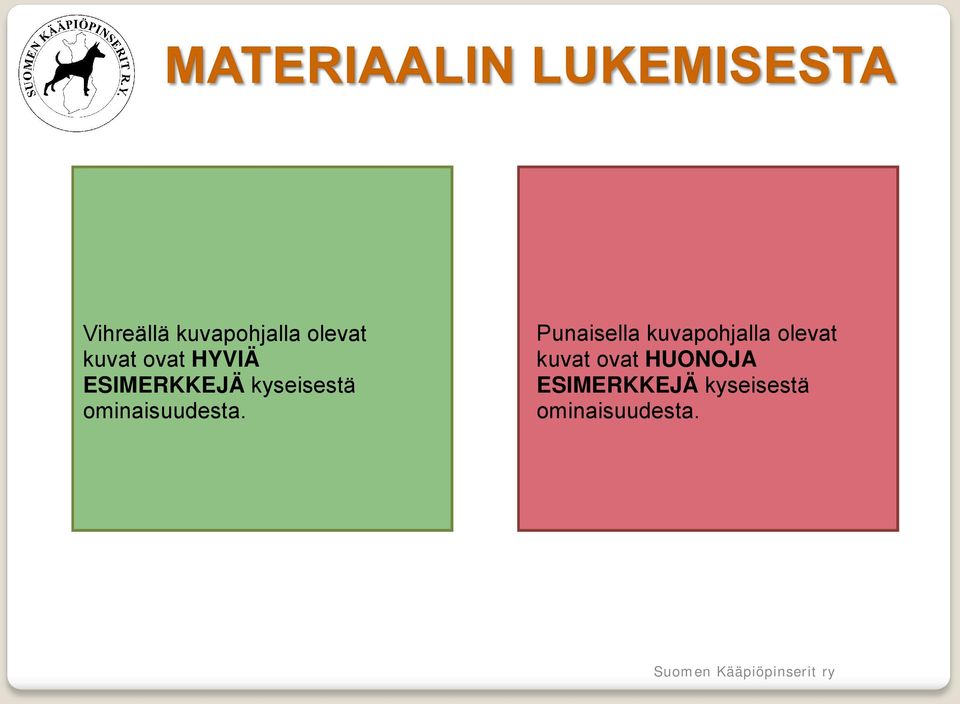 Punaisella kuvapohjalla olevat kuvat ovat