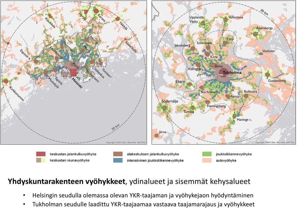 YKR-taajaman ja vyöhykejaon hyödyntäminen Tukholman