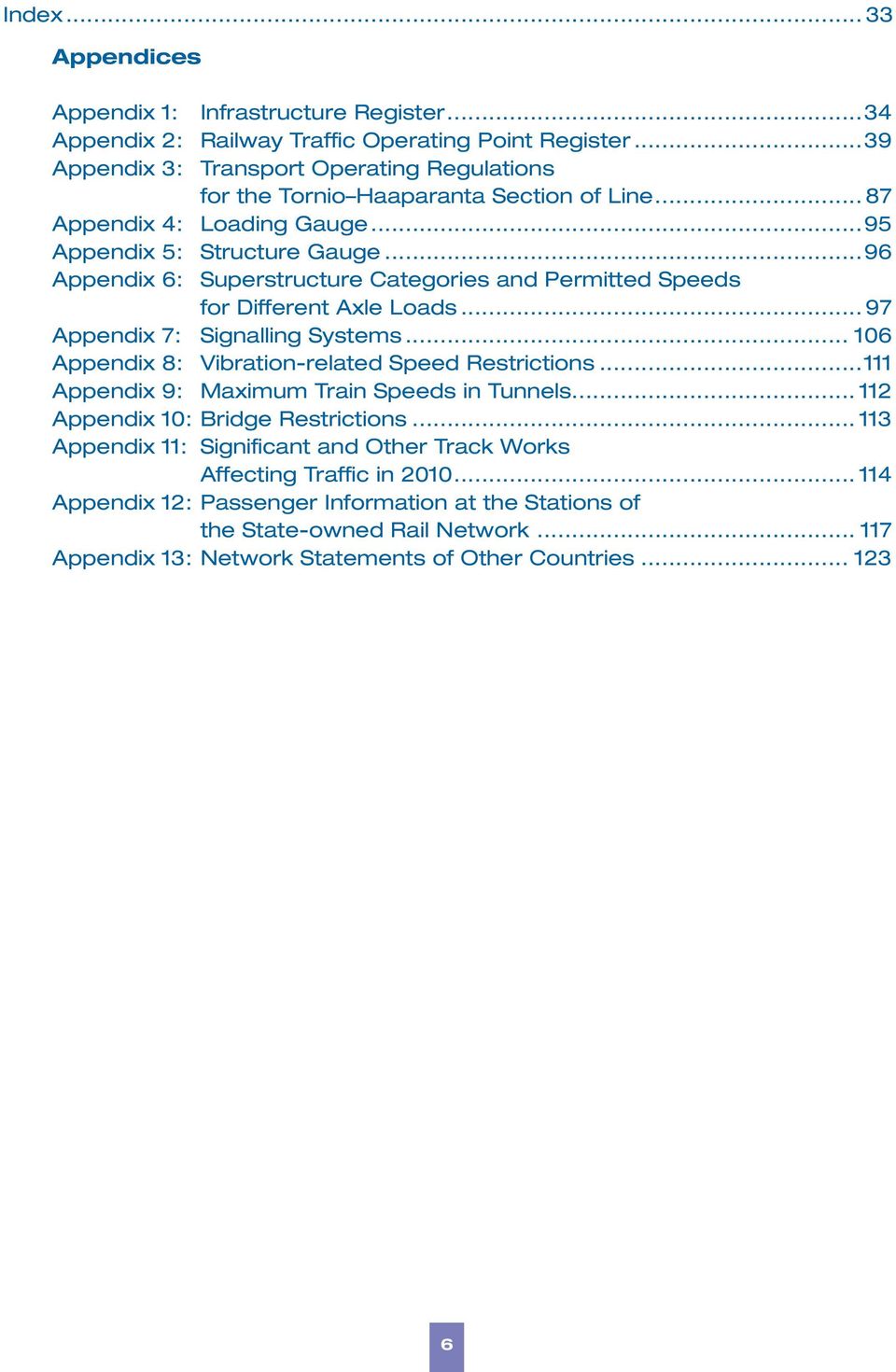 ..96 Appendix 6: Superstructure Categories and Permitted Speeds for Different Axle Loads... 97 Appendix 7: Signalling Systems... 106 Appendix 8: Vibration-related Speed Restrictions.