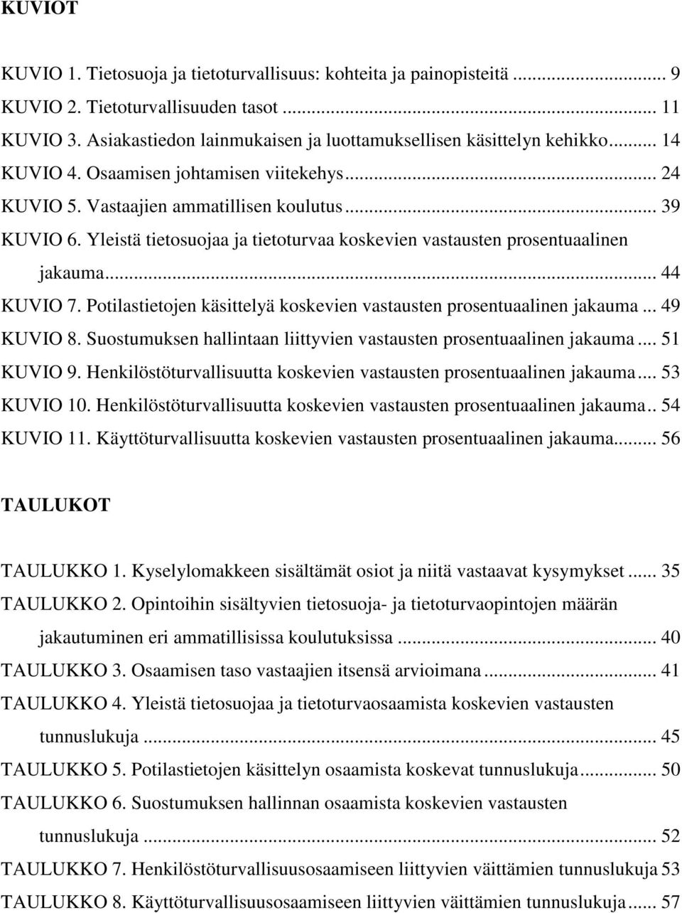 .. 44 KUVIO 7. Potilastietojen käsittelyä koskevien vastausten prosentuaalinen jakauma... 49 KUVIO 8. Suostumuksen hallintaan liittyvien vastausten prosentuaalinen jakauma... 51 KUVIO 9.