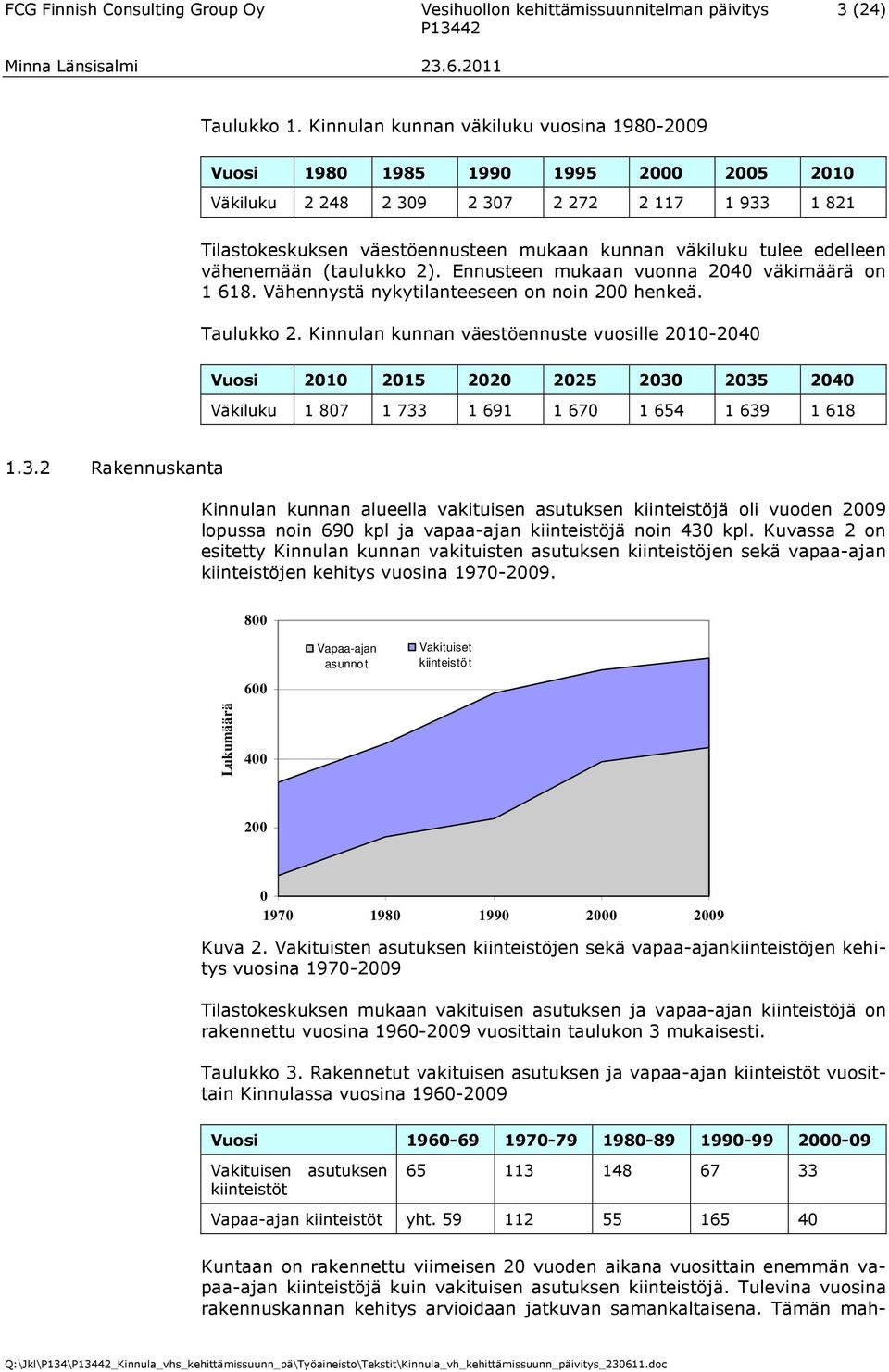 edelleen vähenemään (taulukko 2). Ennusteen mukaan vuonna 2040 väkimäärä on 1 618. Vähennystä nykytilanteeseen on noin 200 henkeä. Taulukko 2.