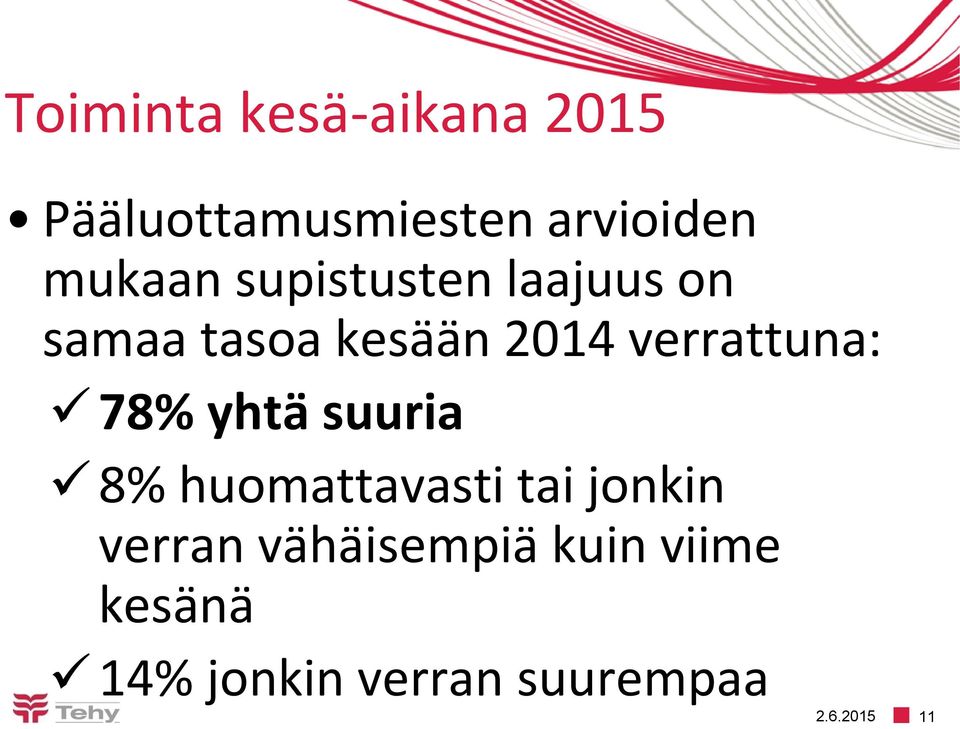 verrattuna: 78% yhtä suuria 8% huomattavasti tai jonkin