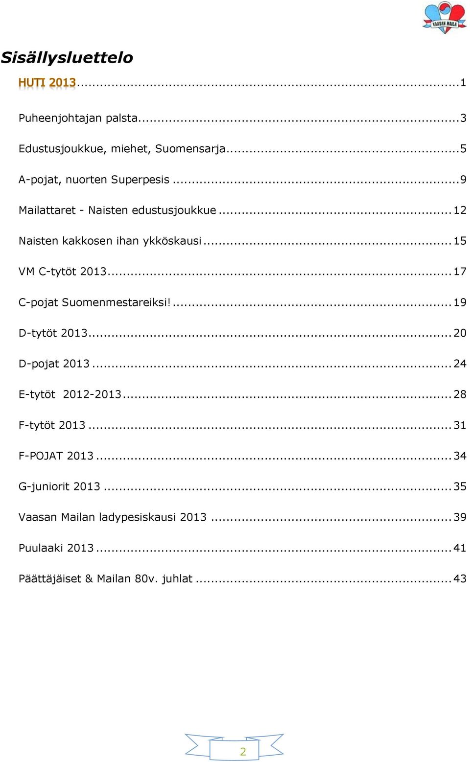 .. 17 C-pojat Suomenmestareiksi!... 19 D-tytöt 2013... 20 D-pojat 2013... 24 E-tytöt 2012-2013... 28 F-tytöt 2013.