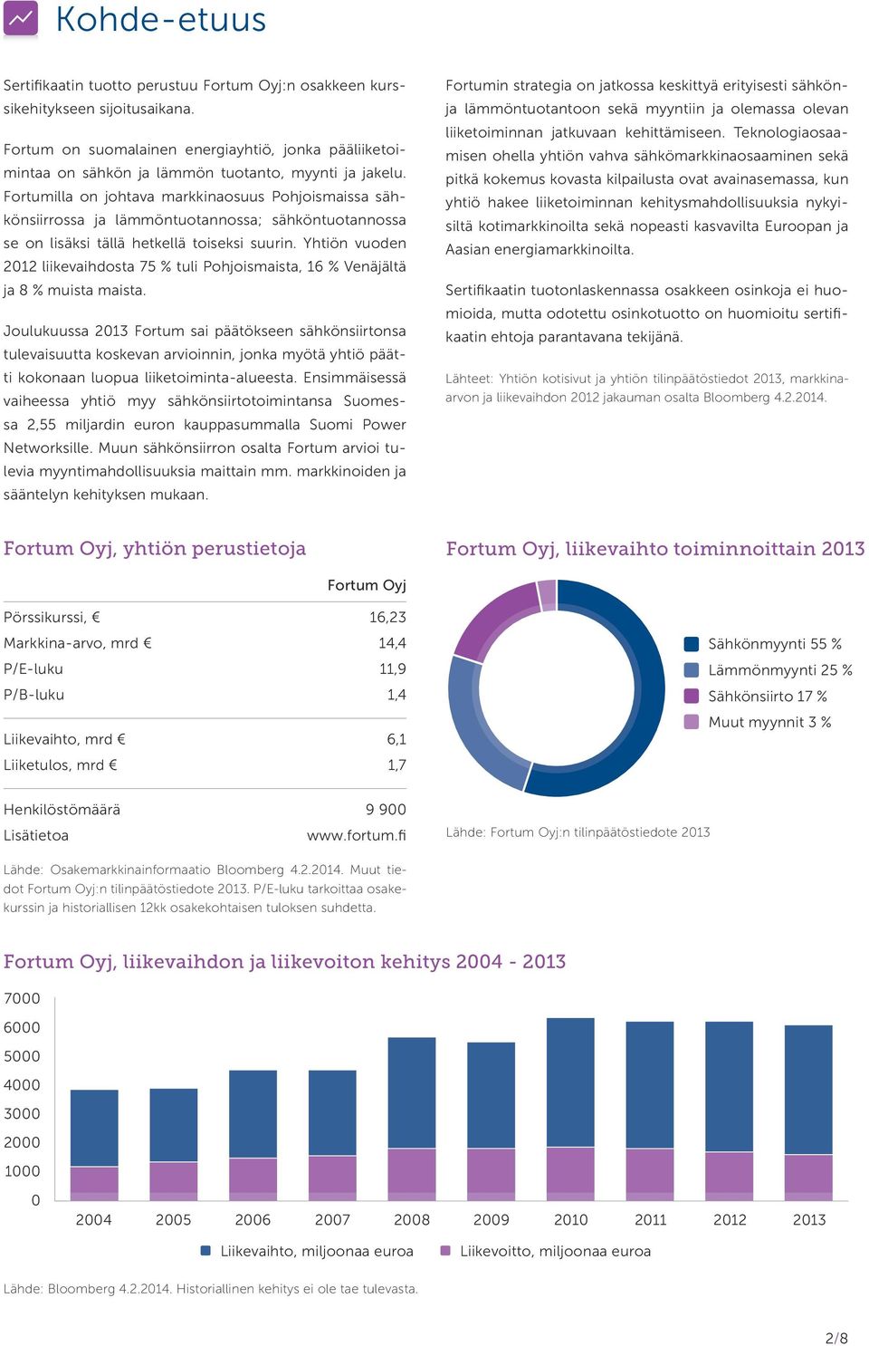 Fortumilla on johtava markkinaosuus Pohjoismaissa sähkönsiirrossa ja lämmöntuotannossa; sähköntuotannos sa se on lisäksi tällä hetkellä toiseksi suurin.